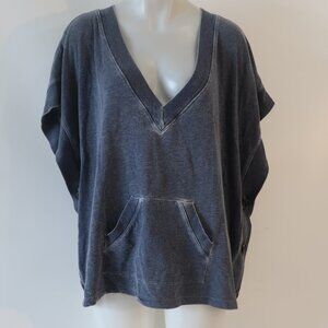 Womens Michael Stars Gray V-Neck Sweatshirt Poncho Top L